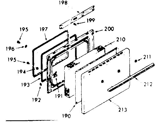 Kenmore 1038357212 oven door section diagram