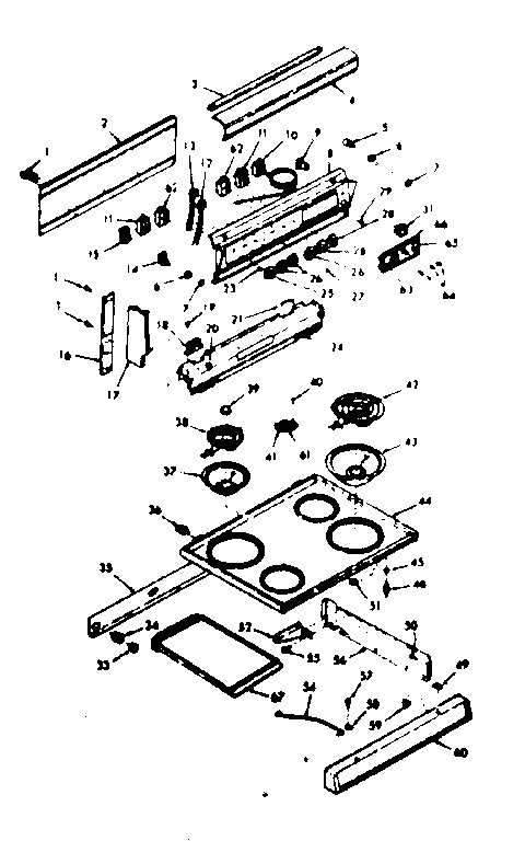 Kenmore 1039257361 backguard & main top section diagram