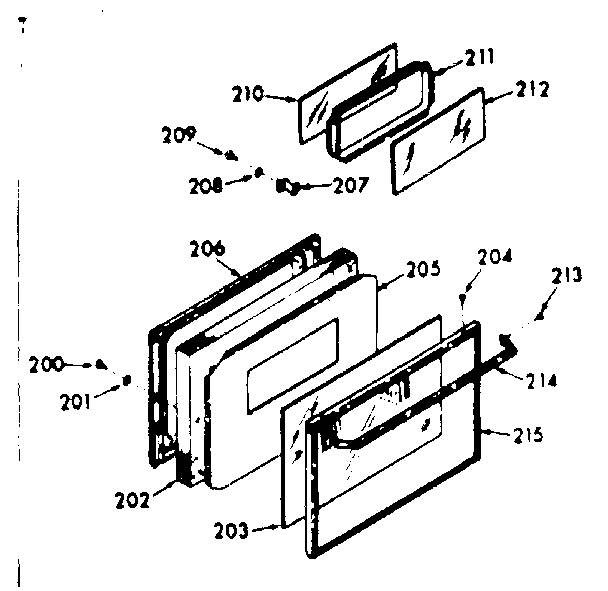 Kenmore 1039257361 oven door section diagram