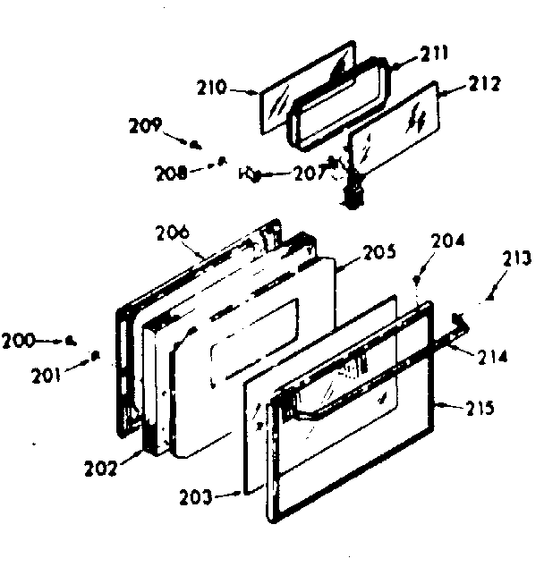 Kenmore 1039257322 oven door section diagram