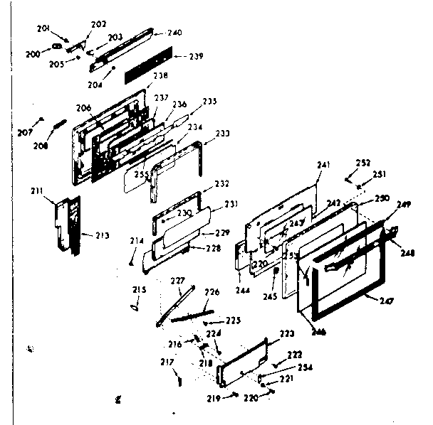 Kenmore 1039357361 oven door section diagram