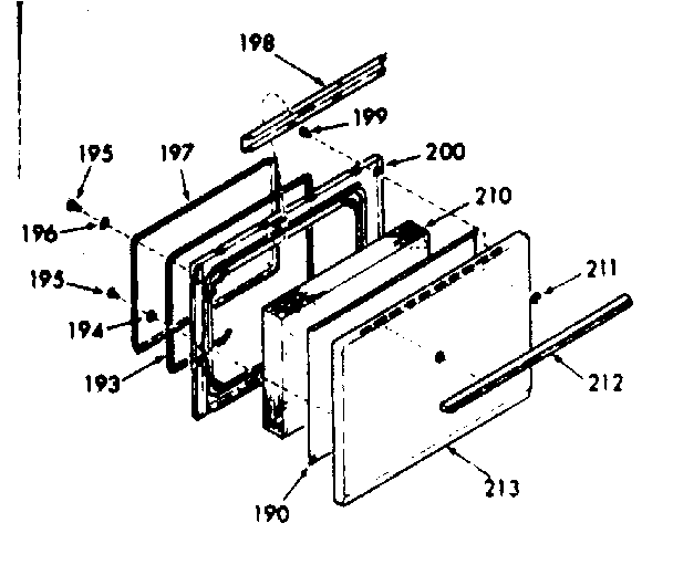 Kenmore 1039377345 oven door section diagram