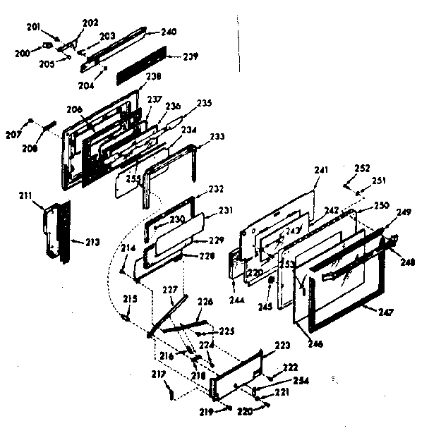 Kenmore 1039867341 oven door section diagram