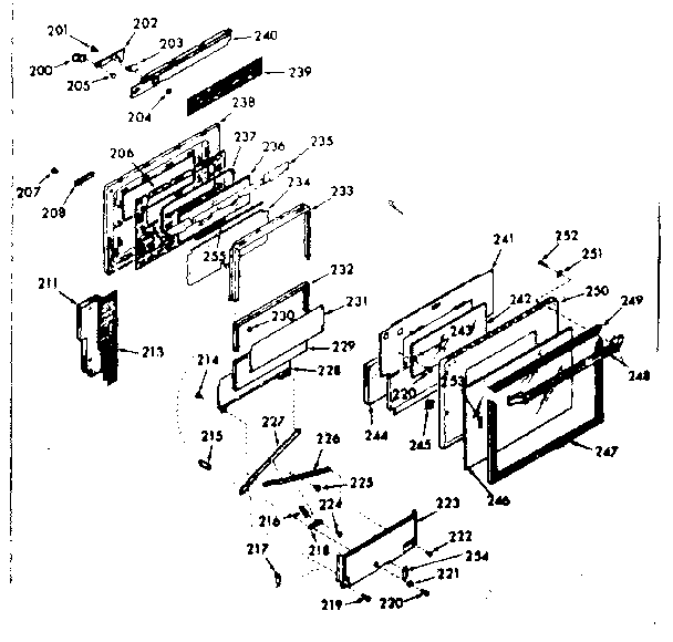 Kenmore 1039867322 oven door section diagram