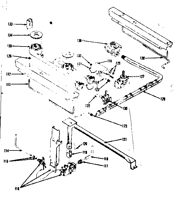 Kenmore 1197067360 oven and top burner diagram