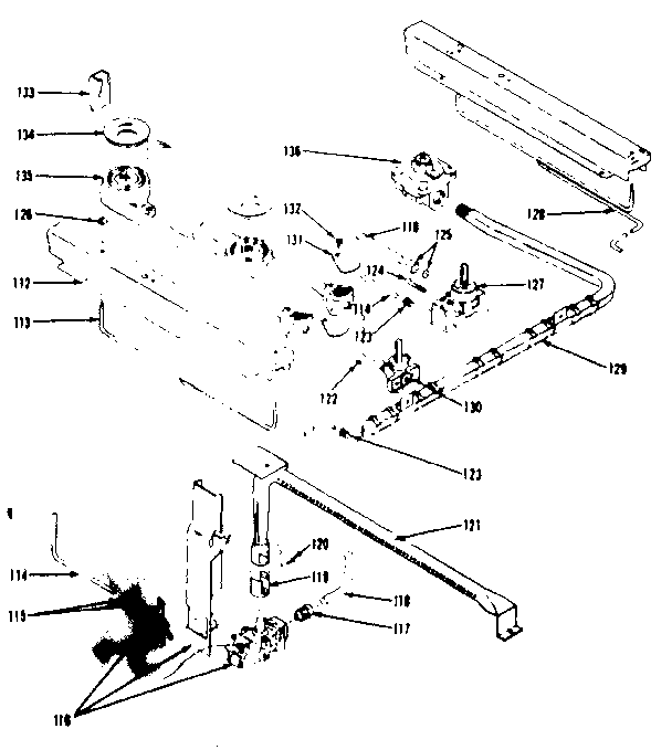 Kenmore 1197407310 oven and top burner diagram