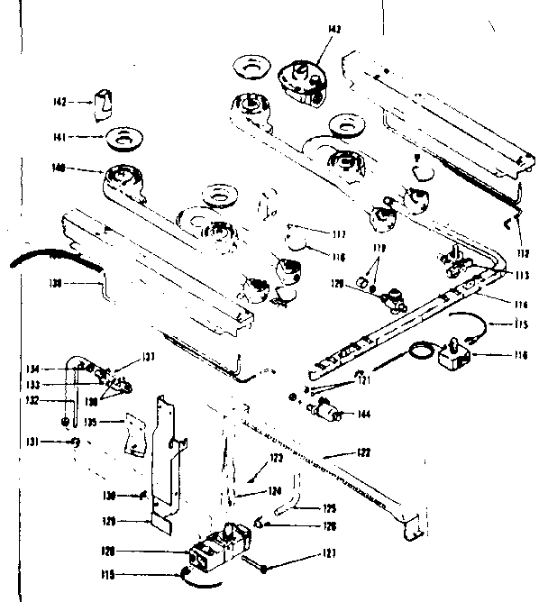 Kenmore 1197437321 oven and top burner diagram