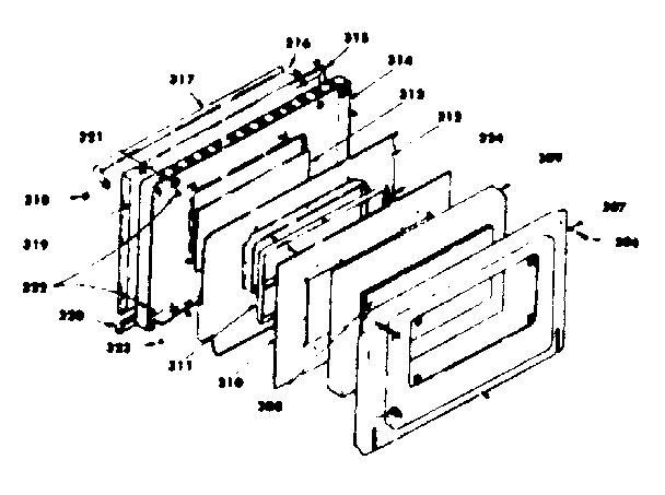 Kenmore 1554527301 oven door parts diagram