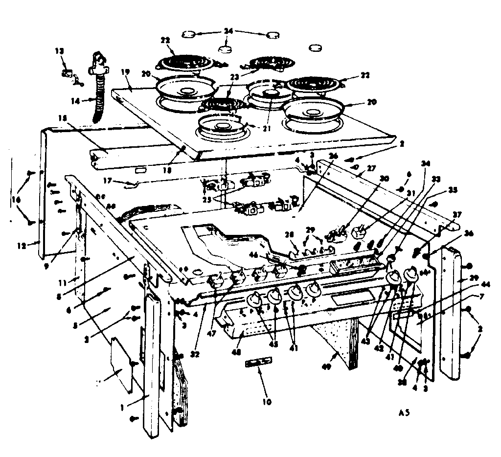 Kenmore 1554547390 top section and outer body parts diagram