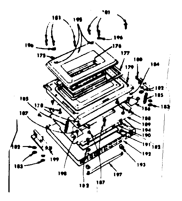 Kenmore 1554587300 oven door parts diagram