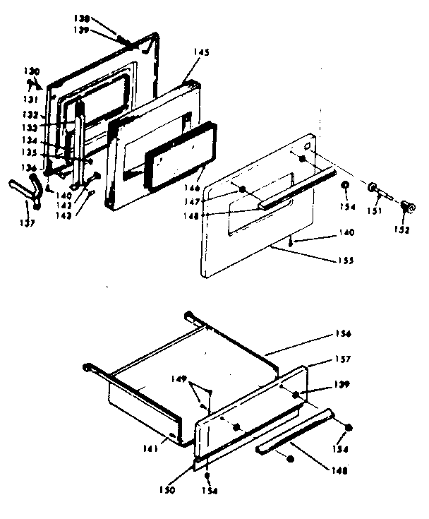 Kenmore 6286257323 door and drawer diagram