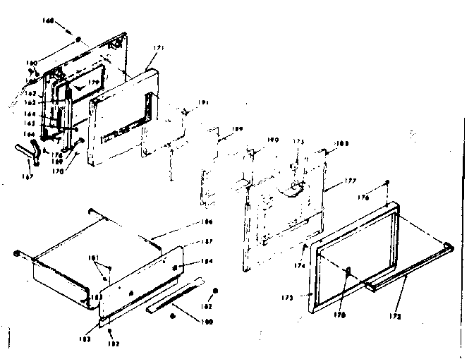 Kenmore 6286307361 door and bottom panel diagram