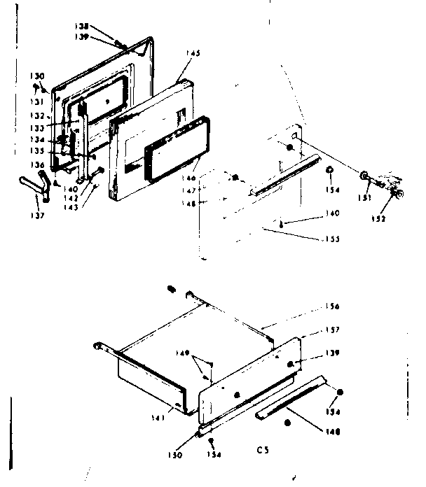 Kenmore 6286367343 door and drawer diagram