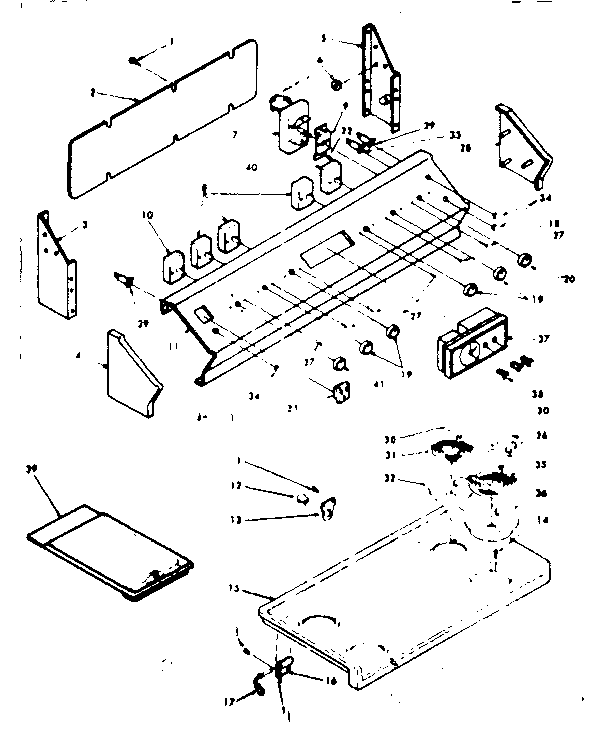 Kenmore 6286427325 backguard and cooktop assembly diagram