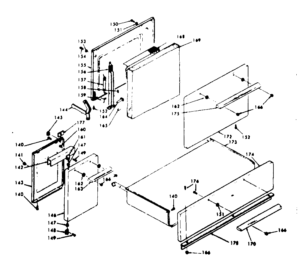 Kenmore 6289407343 doors and drawer diagram