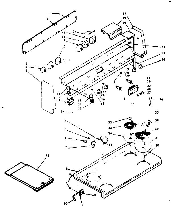 Kenmore 6289427313 backguard and cooktop assembly diagram
