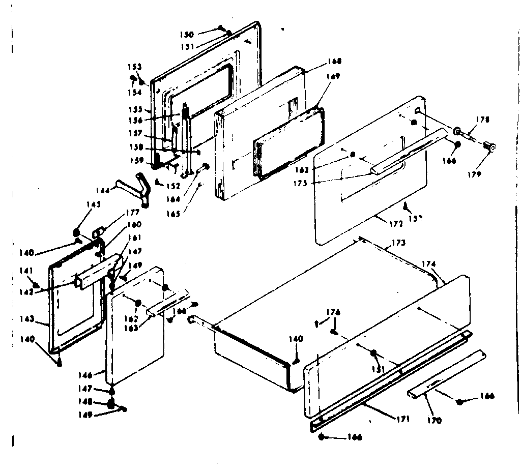 Kenmore 6289427313 doors and drawer diagram