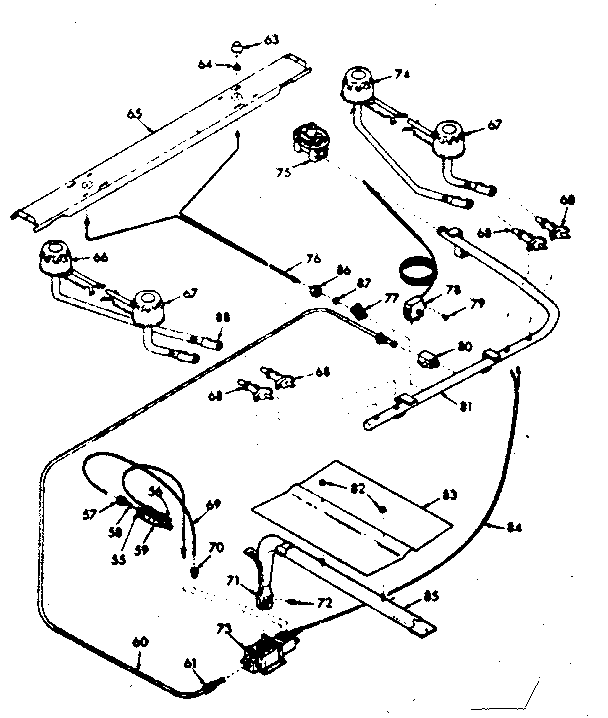 Kenmore 6476137360 burner section diagram