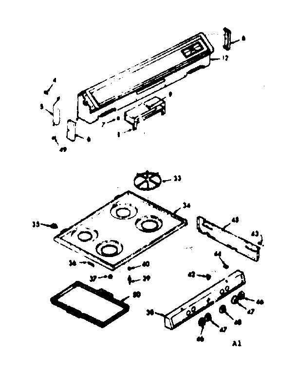 Kenmore 6476037341 back guard and main top section diagram