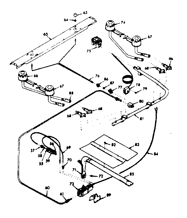 Kenmore 6476037341 burner section diagram