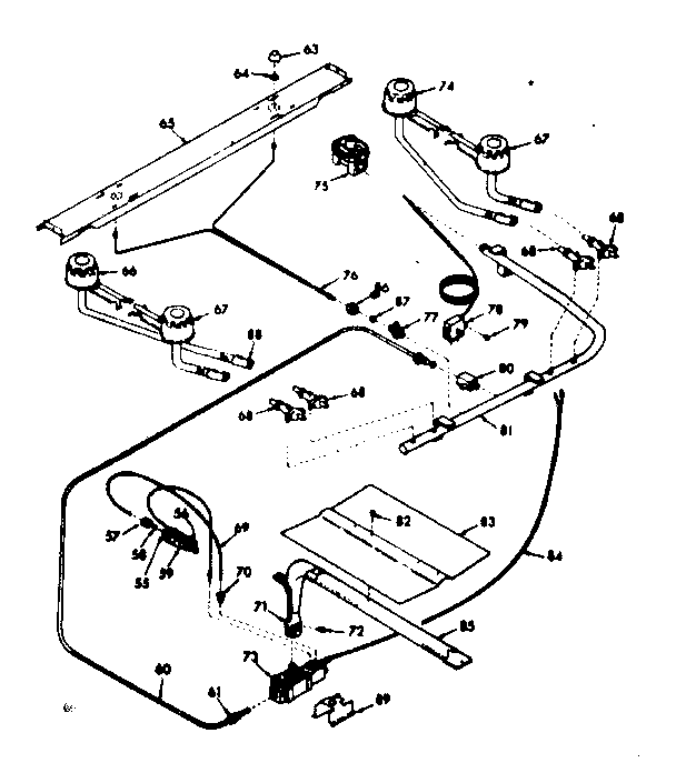 Kenmore 6476157341 burner section diagram