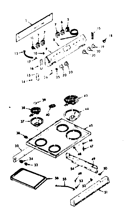 Kenmore 9116227410 backguard and main top section diagram