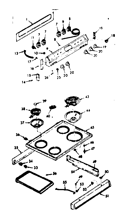 Kenmore 6476327440 backguard & main top section diagram