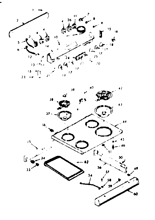 Kenmore 6476387313 backguard & main top section diagram