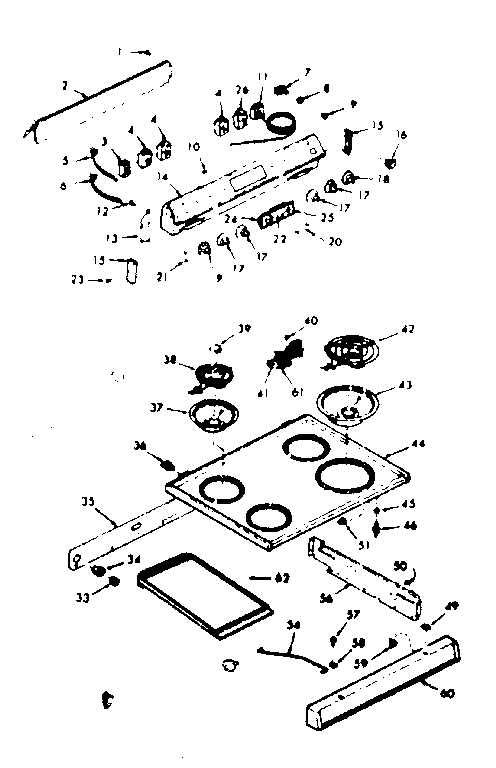 Kenmore 9116377324 backguard and main top section diagram