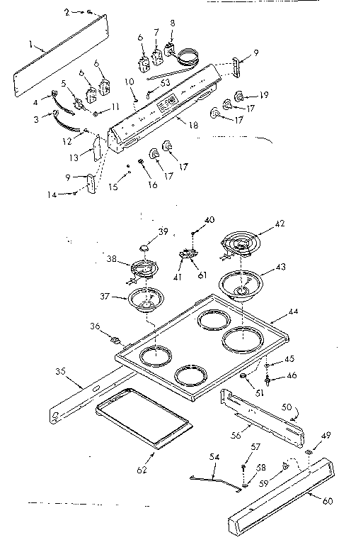 Kenmore 9119207313 backguard & main top section diagram