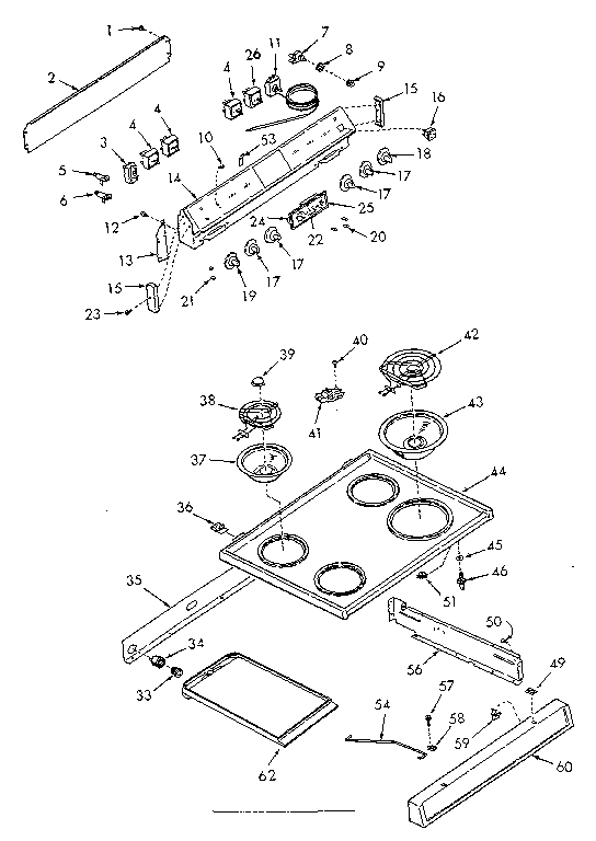 Kenmore 6479237312 backguard and main top section diagram