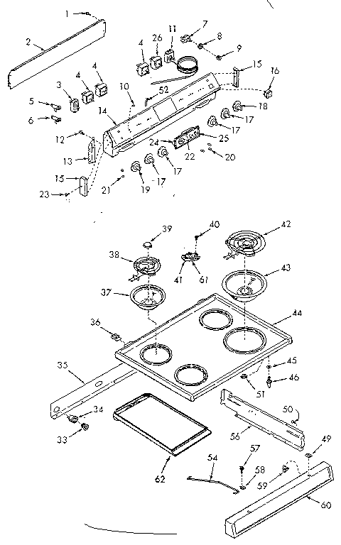Kenmore 9119227314 backguard and main top section diagram