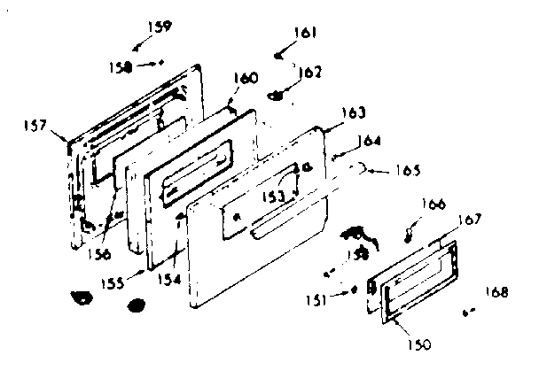 Kenmore 6479227410 oven door section diagram