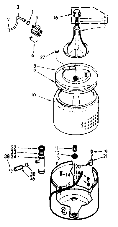 Kenmore 1106804211 tub and basket assembly diagram