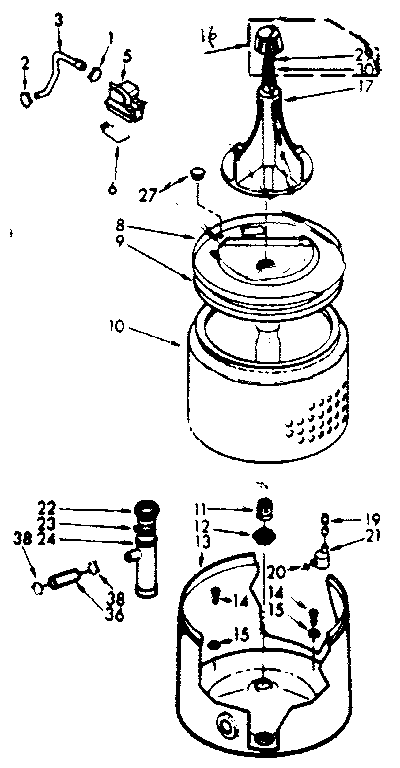 Kenmore 1106804212 tub & basket assembly diagram