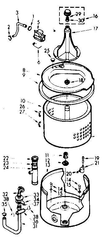 Kenmore 1107004407 tub and basket assembly diagram