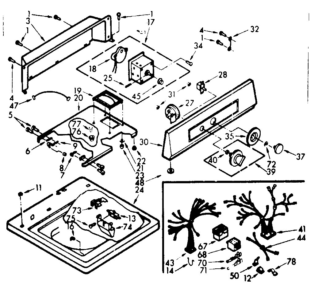 Kenmore 1107004407 top and console assembly diagram