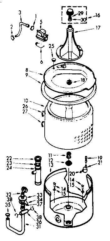 Kenmore 1107005505 tub and basket assembly diagram