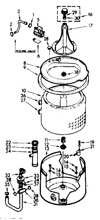 Kenmore 1107005512 tub and basket assembly diagram