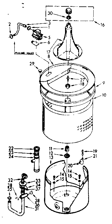 Kenmore 1107204101 tub and basket assembly diagram