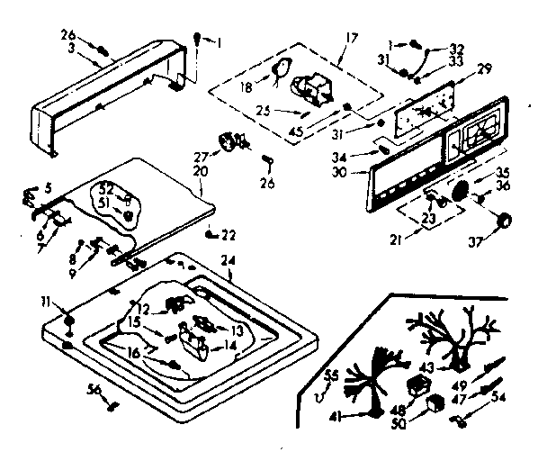 Kenmore 1107204302 top and console assembly diagram
