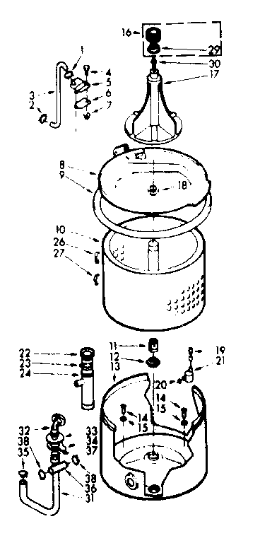 Kenmore 1107205511 tub and basket assembly diagram