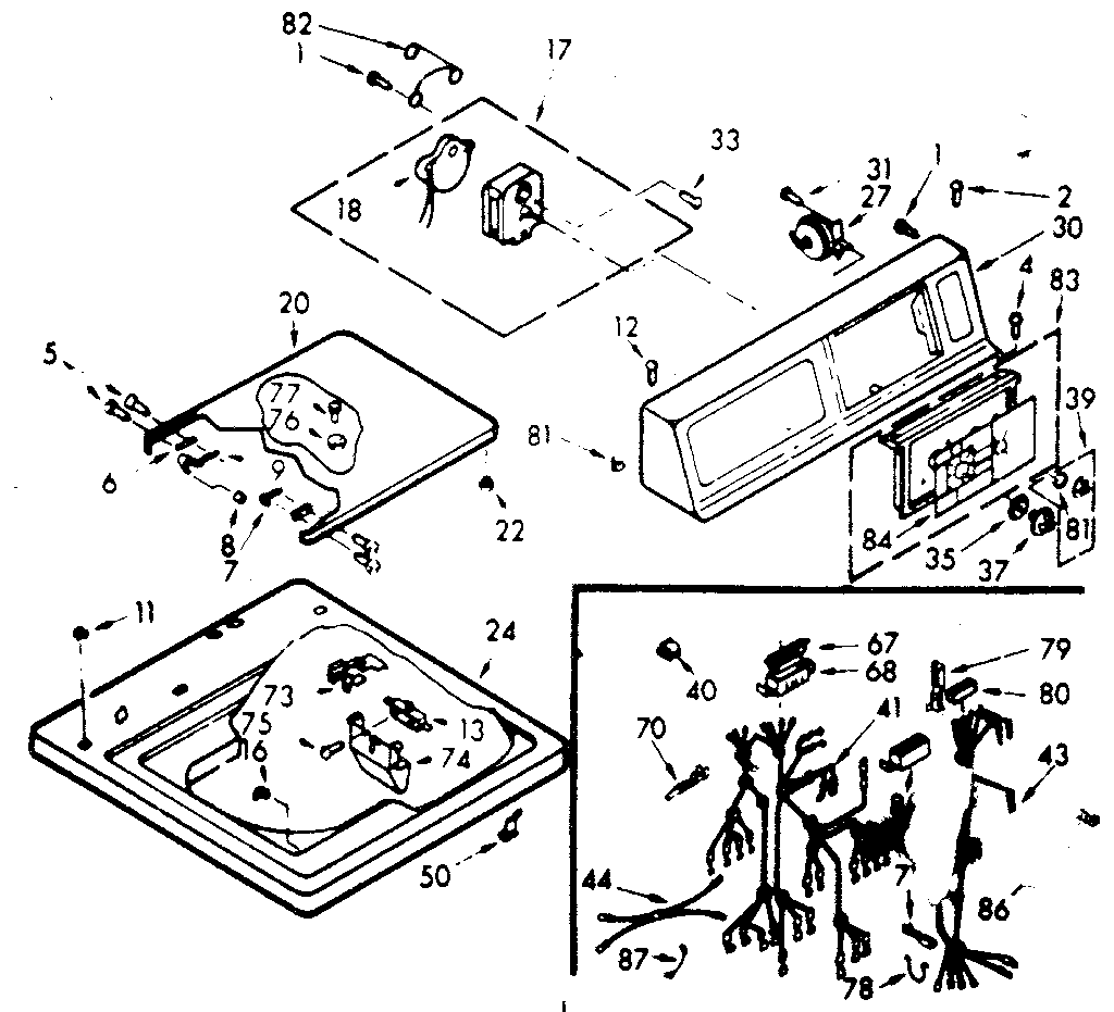 Kenmore 1107205511 top and console assembly diagram