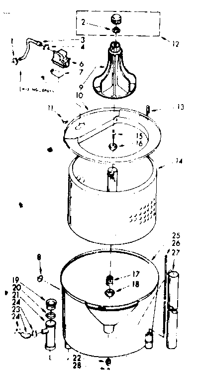 Kenmore 1107205615 tub and basket asm diagram