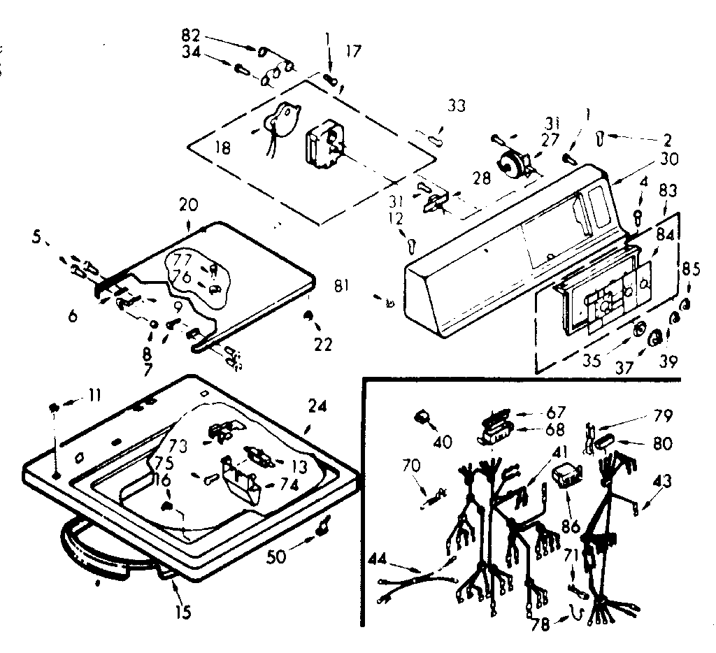 Kenmore 1107205615 top and console asm diagram