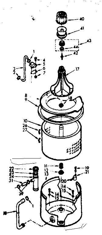 Kenmore 1107215610 tub and basket assembly diagram