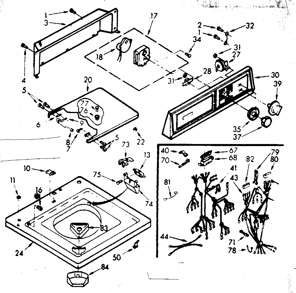 Kenmore 1107215610 top and console assembly diagram