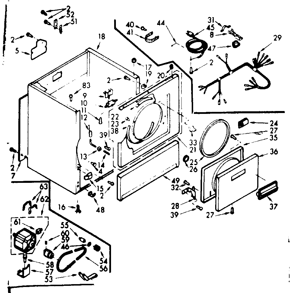 Kenmore 1107317610 cabinet assembly diagram