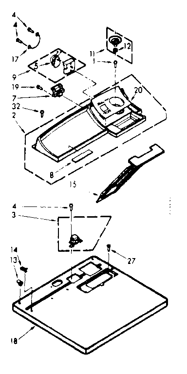Kenmore 1107357620 top and console assembly diagram