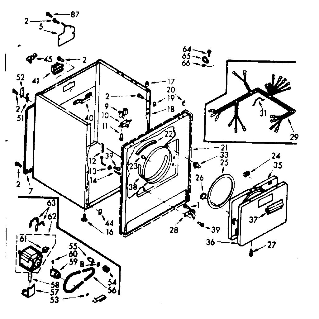 Kenmore 1107358620 cabinet assembly diagram